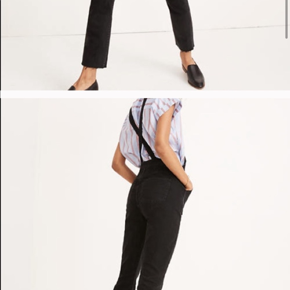 Madewell high rise black denim overalls